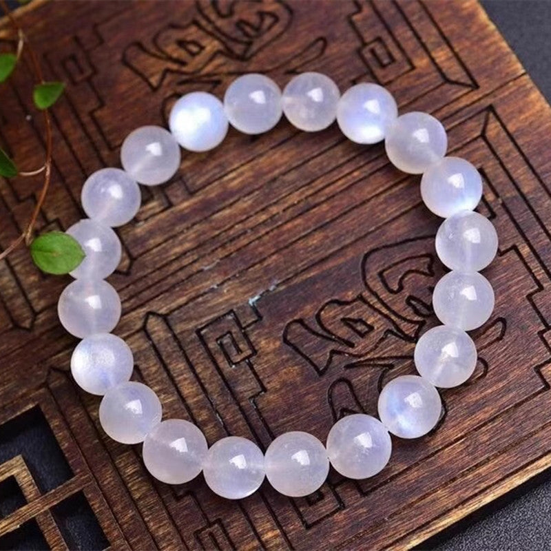 Natural White Moonlight Bracelet Blue Moonlight Bracelet Moonstone Single Loop Bracelet
