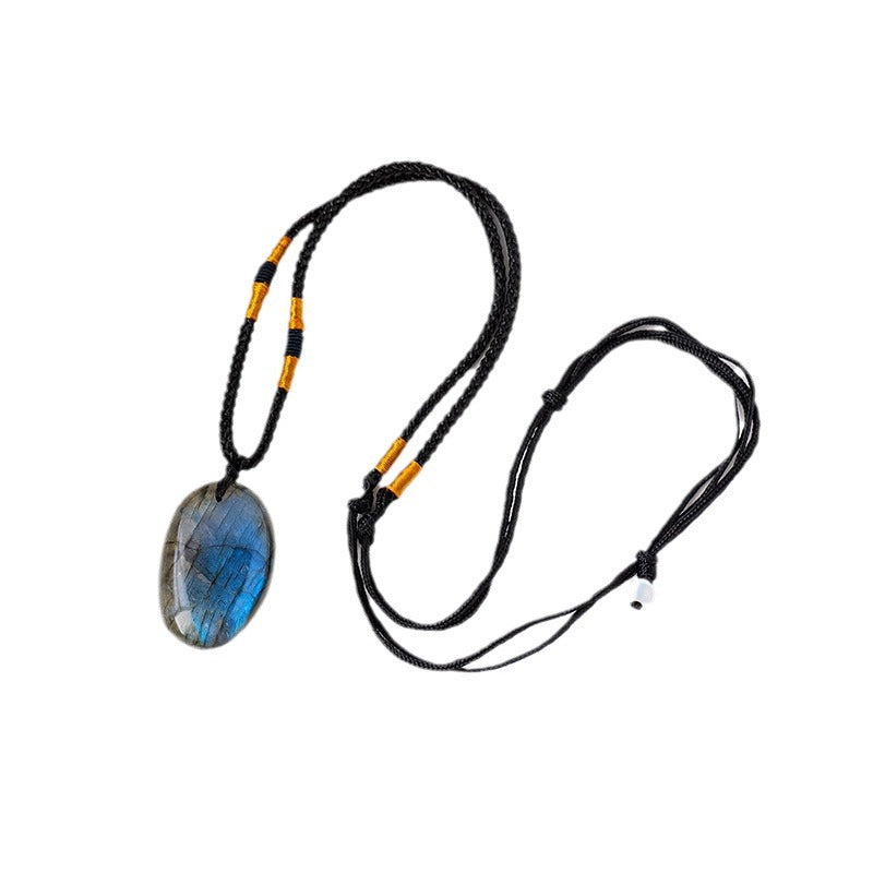 Natural Blue Light Moonlight Stretching Stone Pendant Necklace Pendant