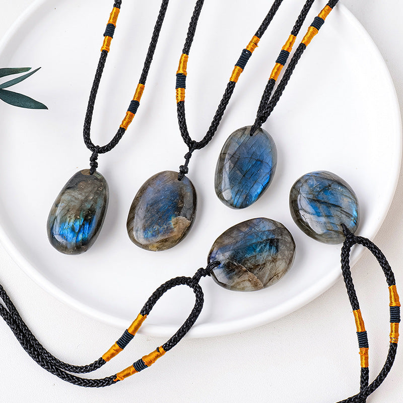 Natural Blue Light Moonlight Stretching Stone Pendant Necklace Pendant