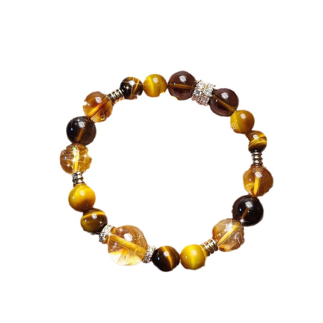 Natural Golden Tiger Eye Stone Yellow Tower Crystal Hand String Tea Crystal Hand String