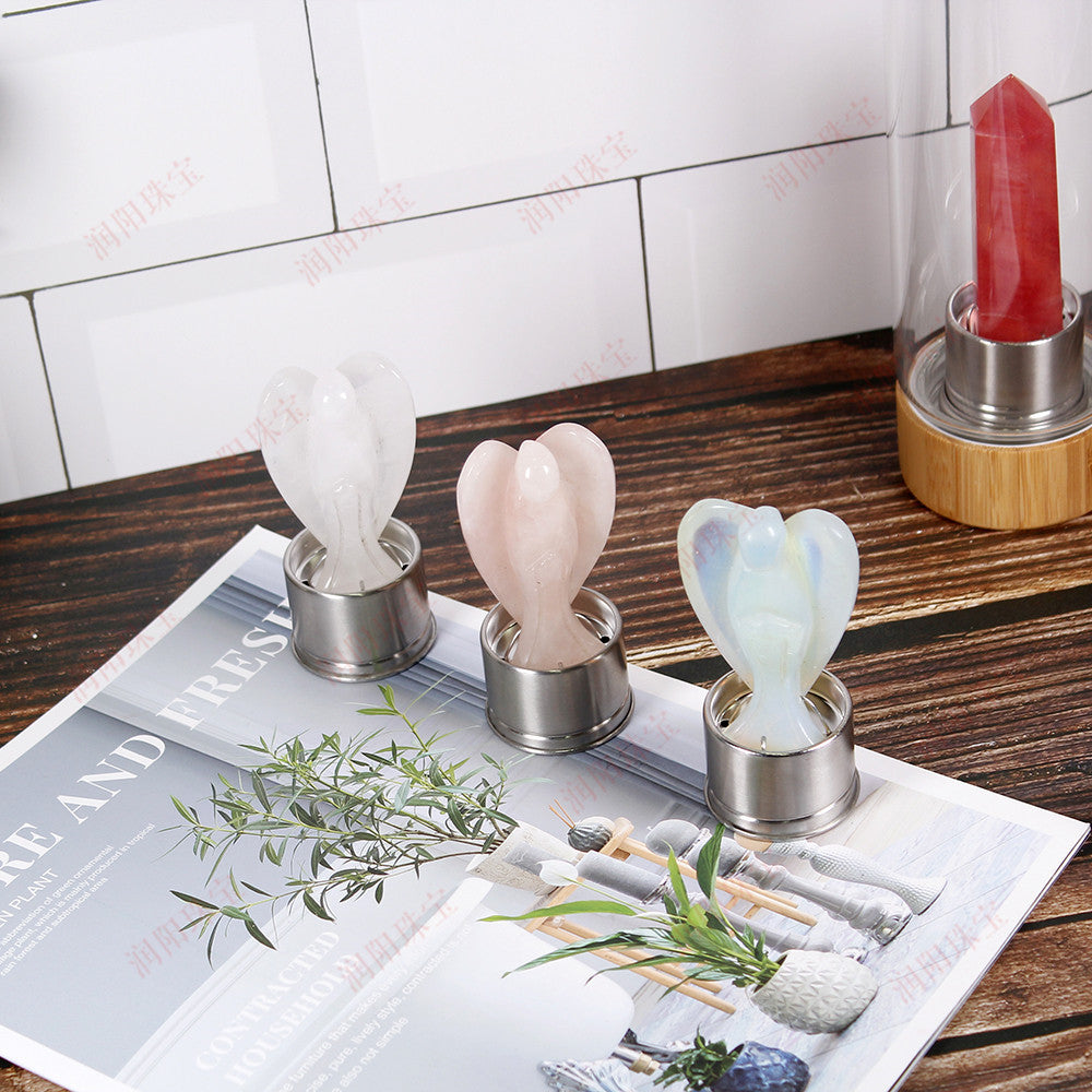 Natural crystal angel handicraft carving demagnetization energy cup