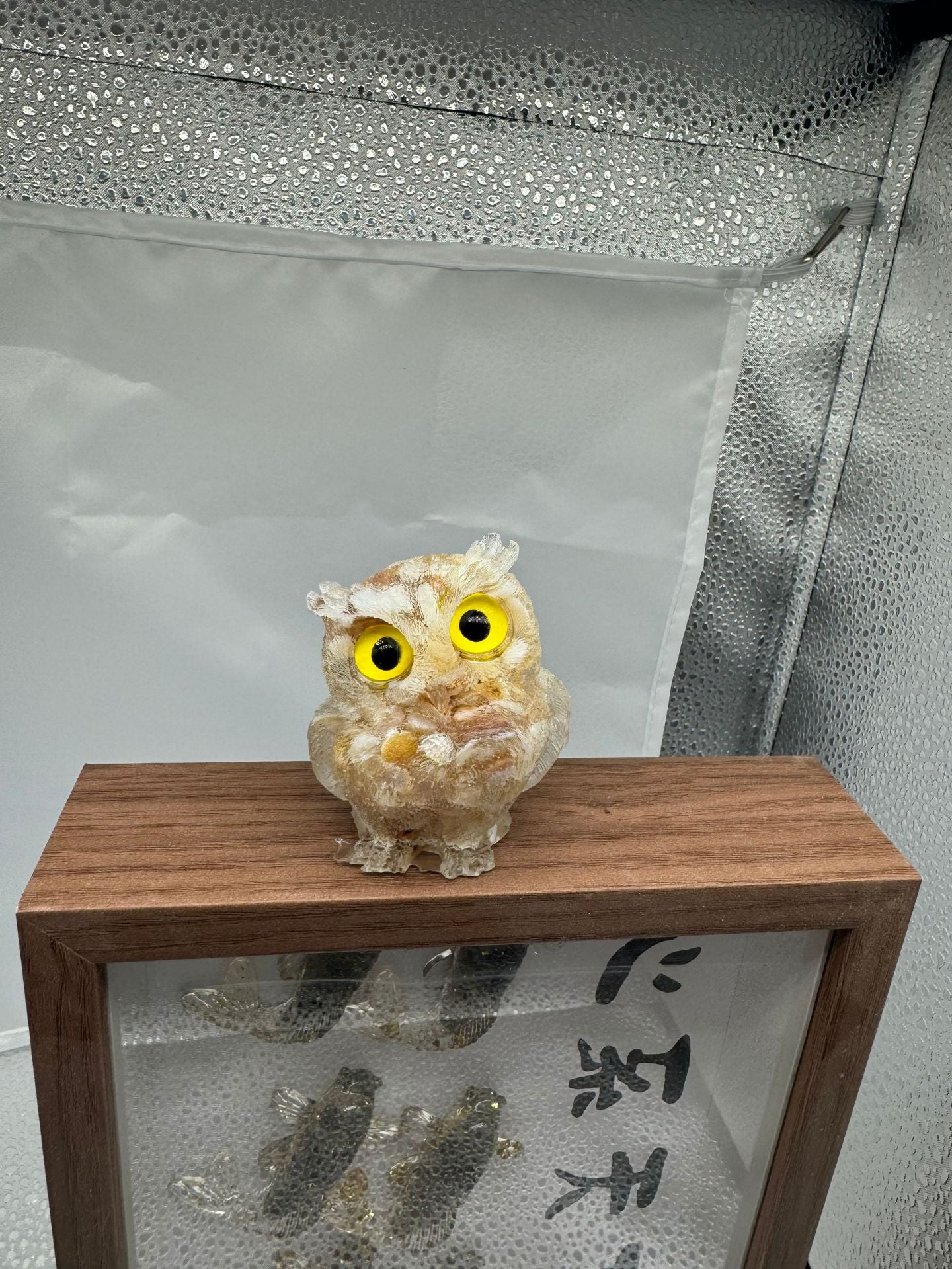 Natural crystal broken stone dropper owl ornament