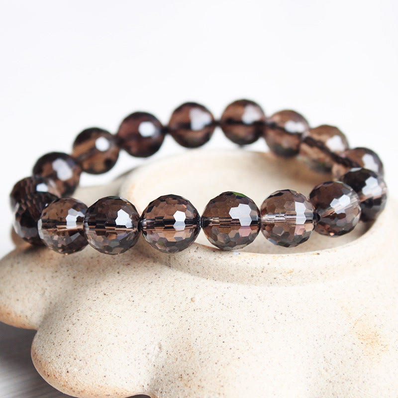 Natural tea crystal bracelet bracelet with cut surface bracelet