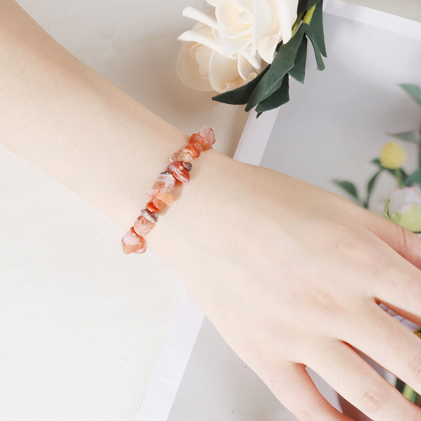 Crystal bracelet, colorful crushed stone elastic bracelet