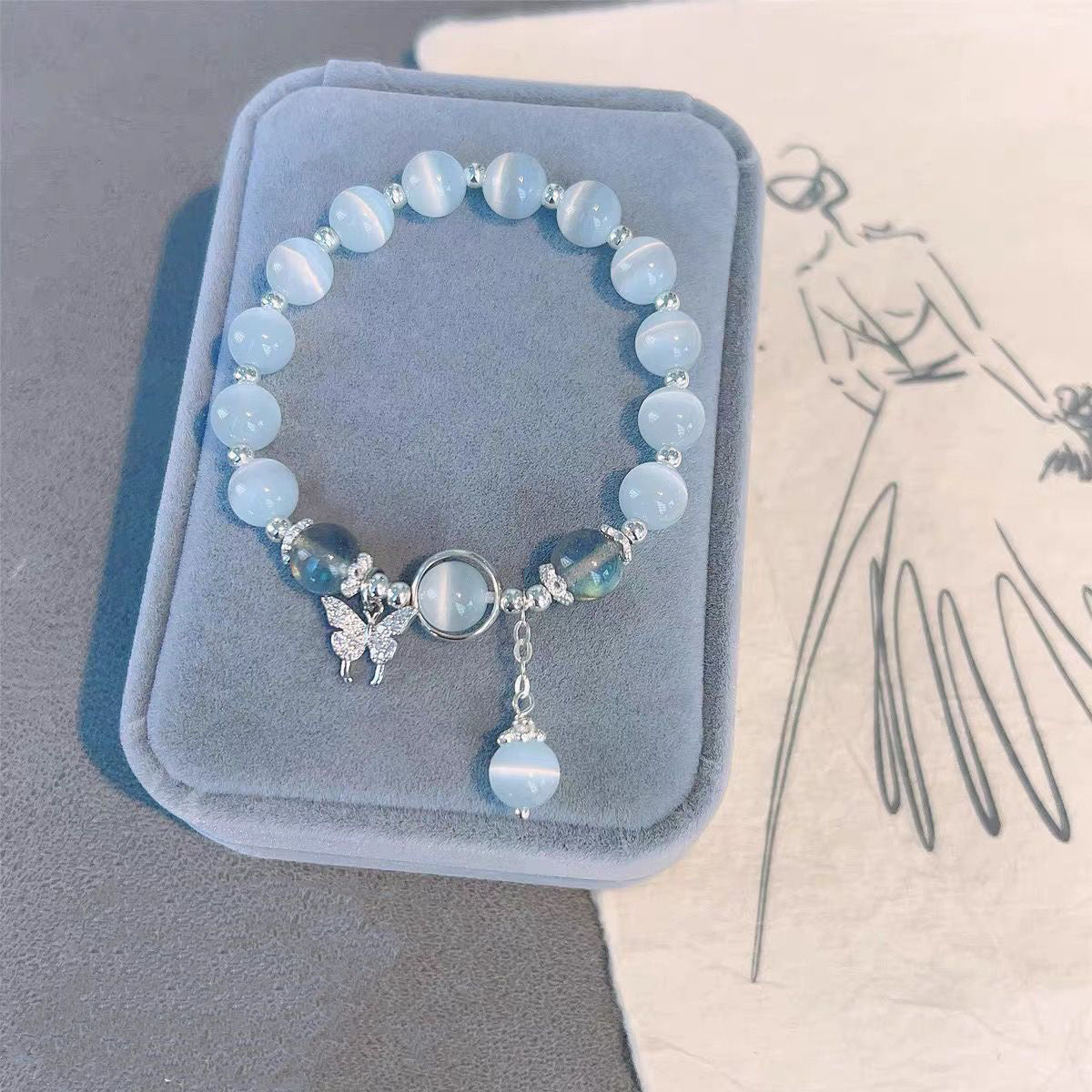 Cat Eye Bracelet Sea Blue Treasure Grey Moonlight Crystal Bracelet