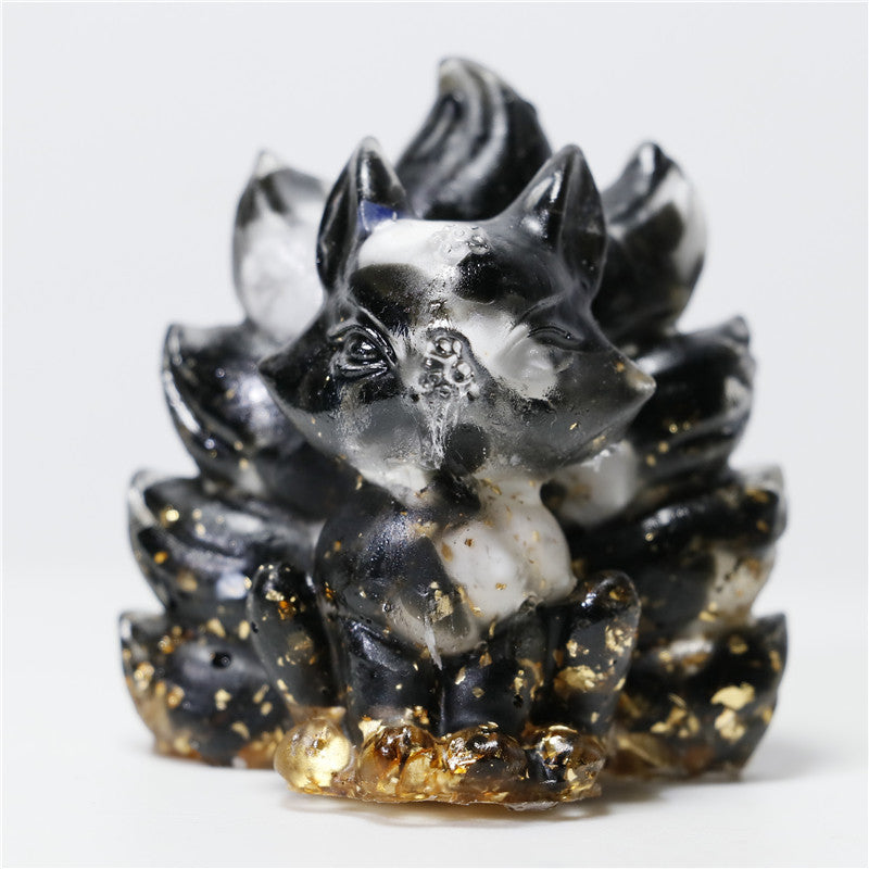 Crystal Crushed Stone Little Fox Nine-Tailed Fox Figurine Handmade DIY