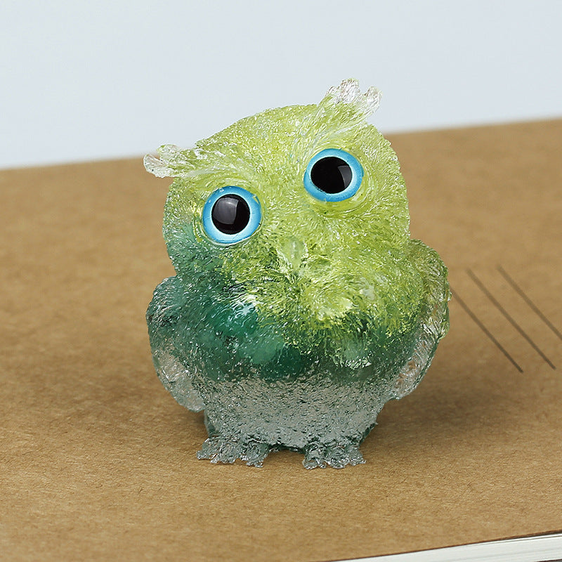 Natural crystal broken stone dropper owl ornament
