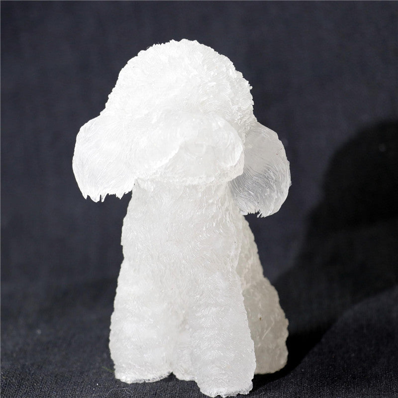 Natural Crystal Stone Teddy Ornament Crystal Teddy Poodle Ornament