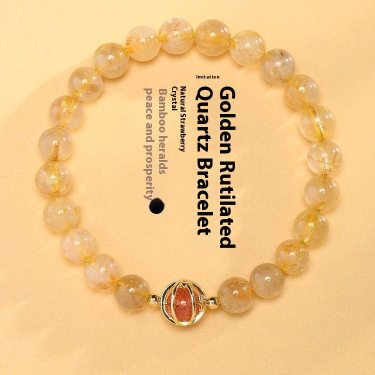 Swallowing Gold Beast Hand Bracelet with Yellow Crystal Five Elements Gold Supplement Bracelet