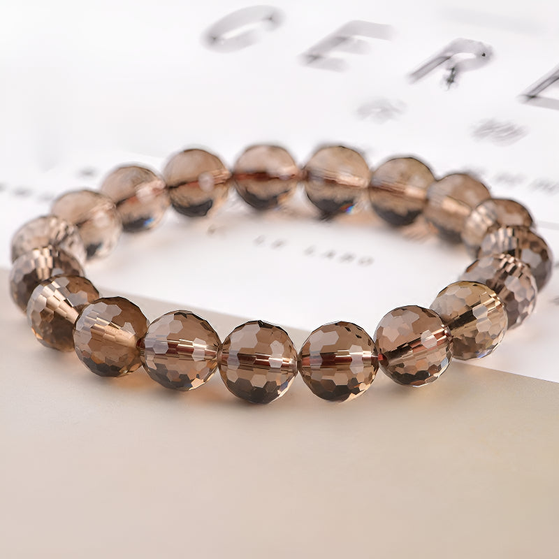 Natural tea crystal bracelet bracelet with cut surface bracelet