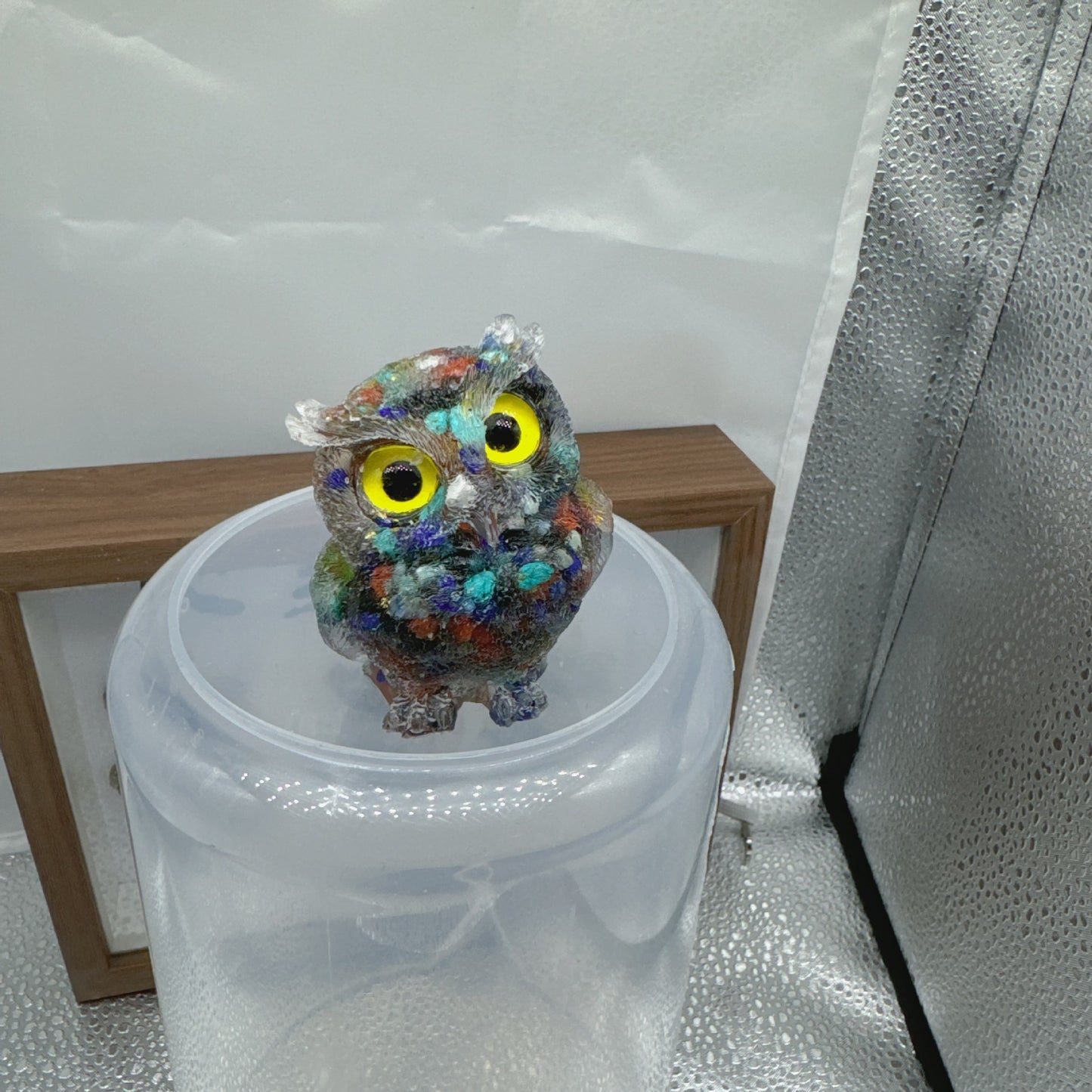 Natural crystal broken stone dropper owl ornament