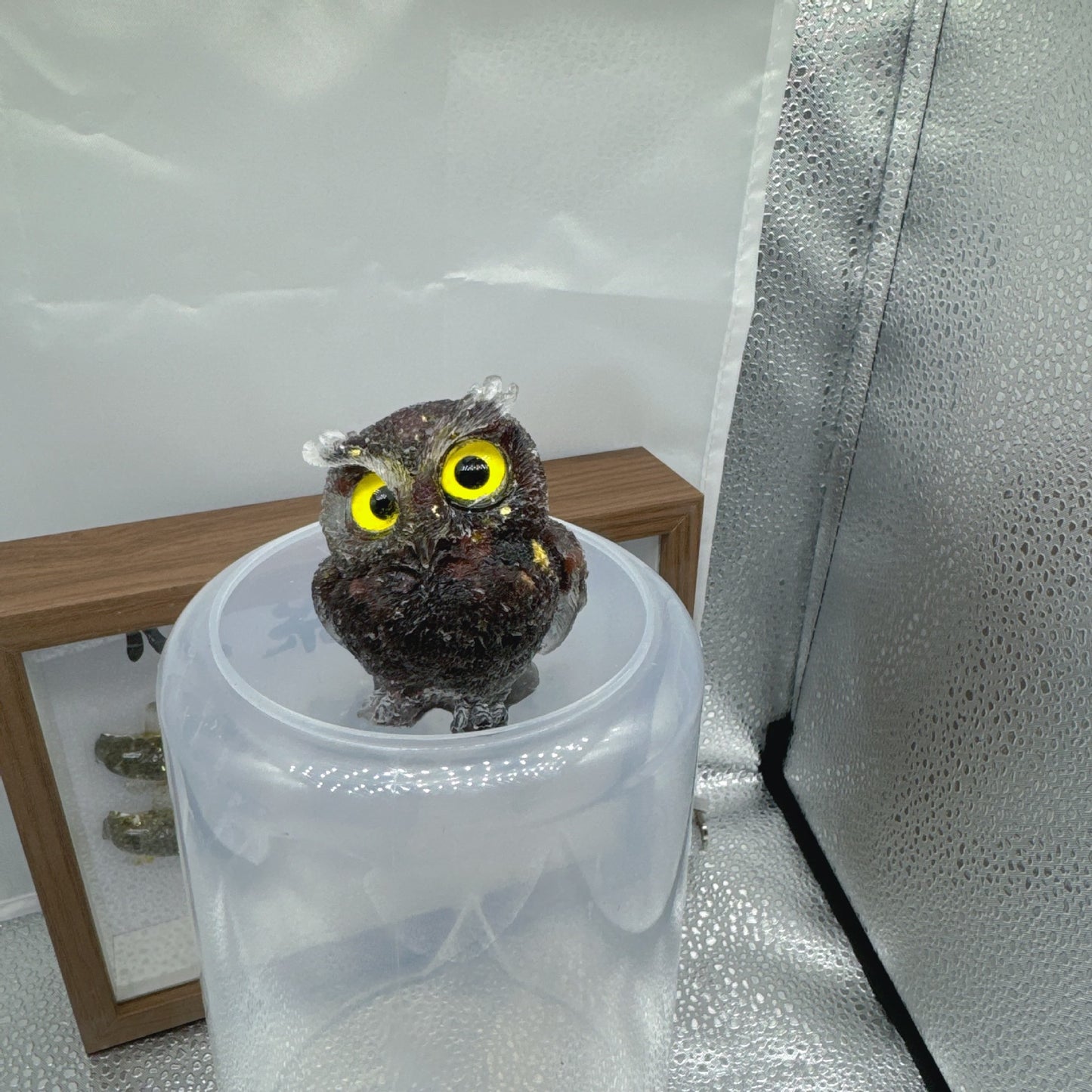 Natural crystal broken stone dropper owl ornament
