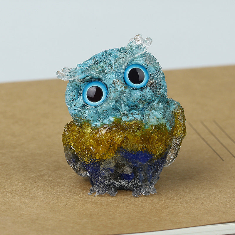 Natural crystal broken stone dropper owl ornament