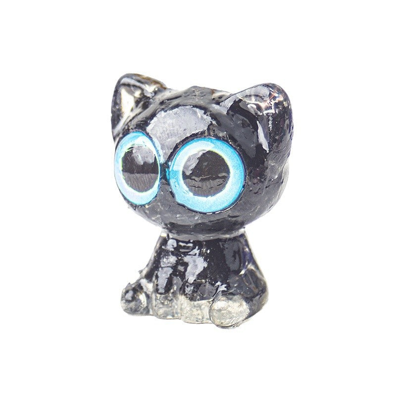 Natural crystal made big eyed crystal cat ornament
