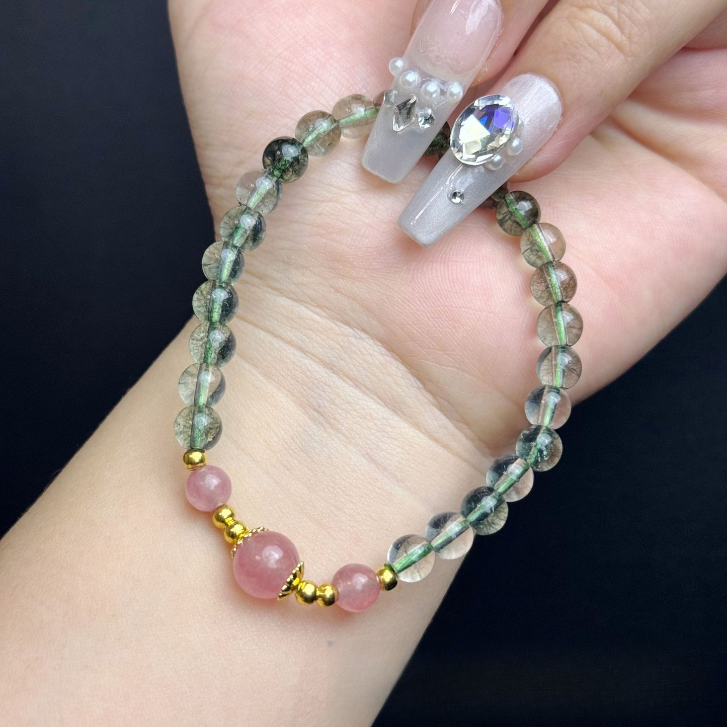 Natural Green Ghost Crystal Bracelet Crystal Bracelet