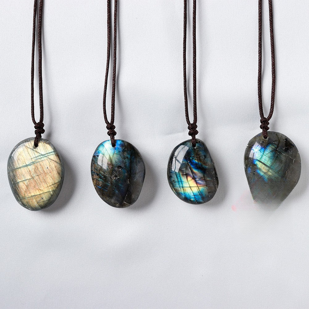 Natural Blue Light Moonlight Stretching Stone Pendant Necklace Pendant