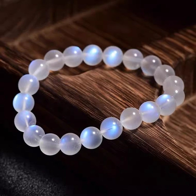 Natural White Moonlight Bracelet Blue Moonlight Bracelet Moonstone Single Loop Bracelet