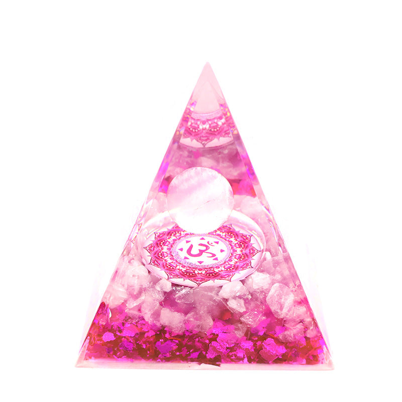 Pyramid crystal ball, crushed stone, drip glue tabletop decoration