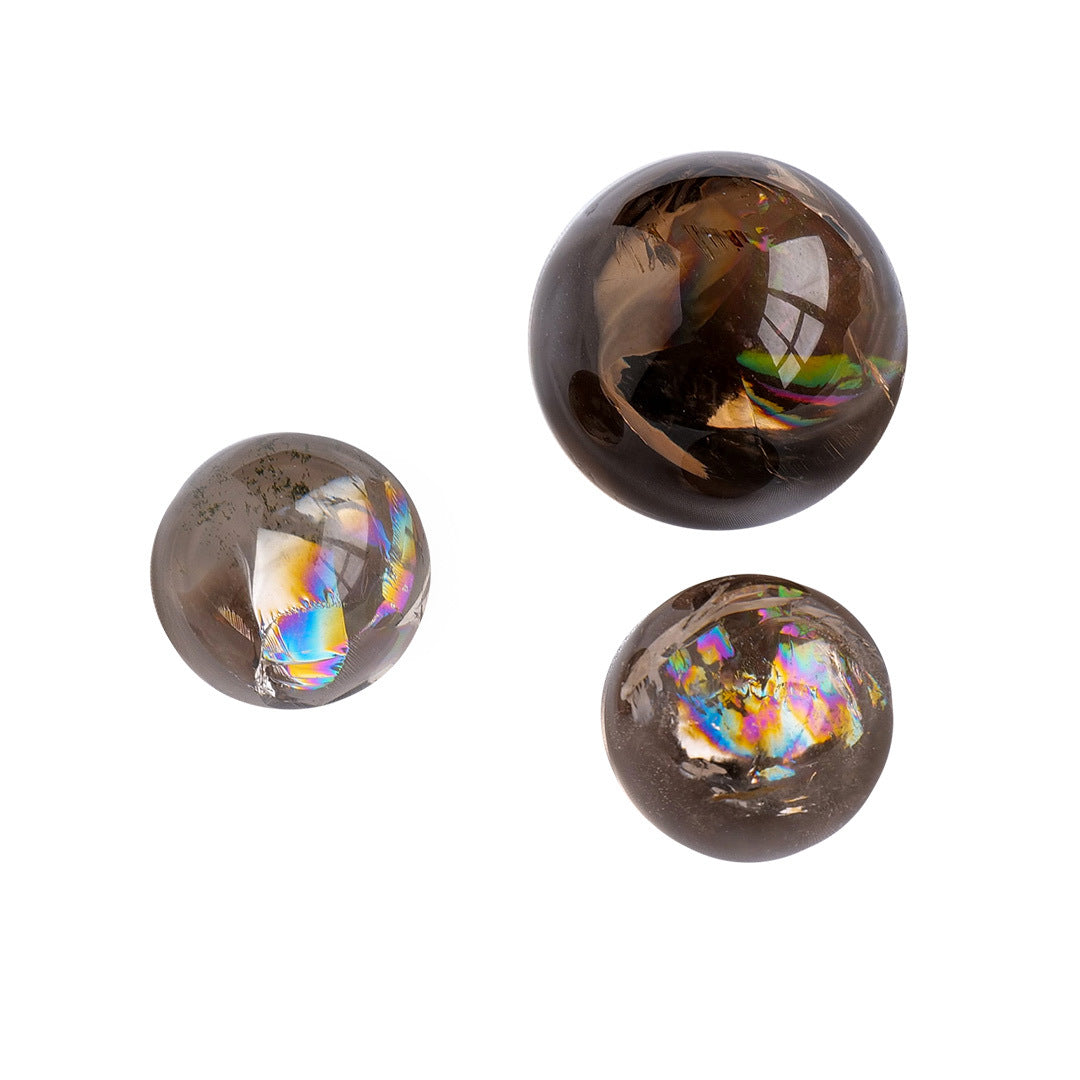 Natural tea crystal, crystal ball, crystal raw stone, colorful gel flower, seven star gust water ball ornament