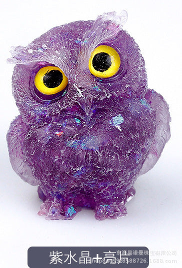 Natural crystal broken stone dropper owl ornament