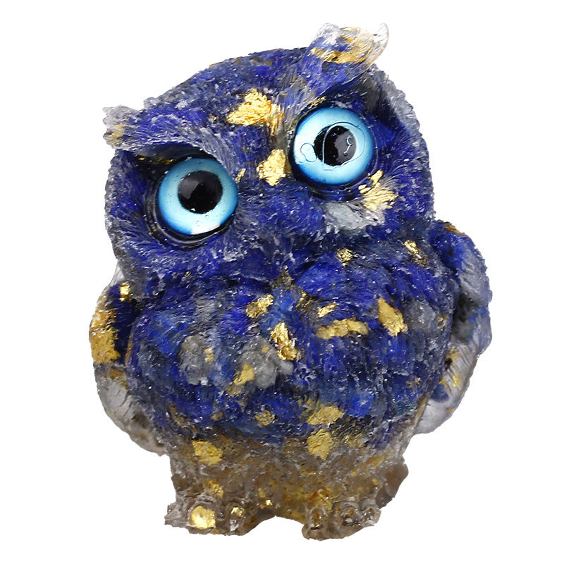 Natural crystal broken stone dropper owl ornament