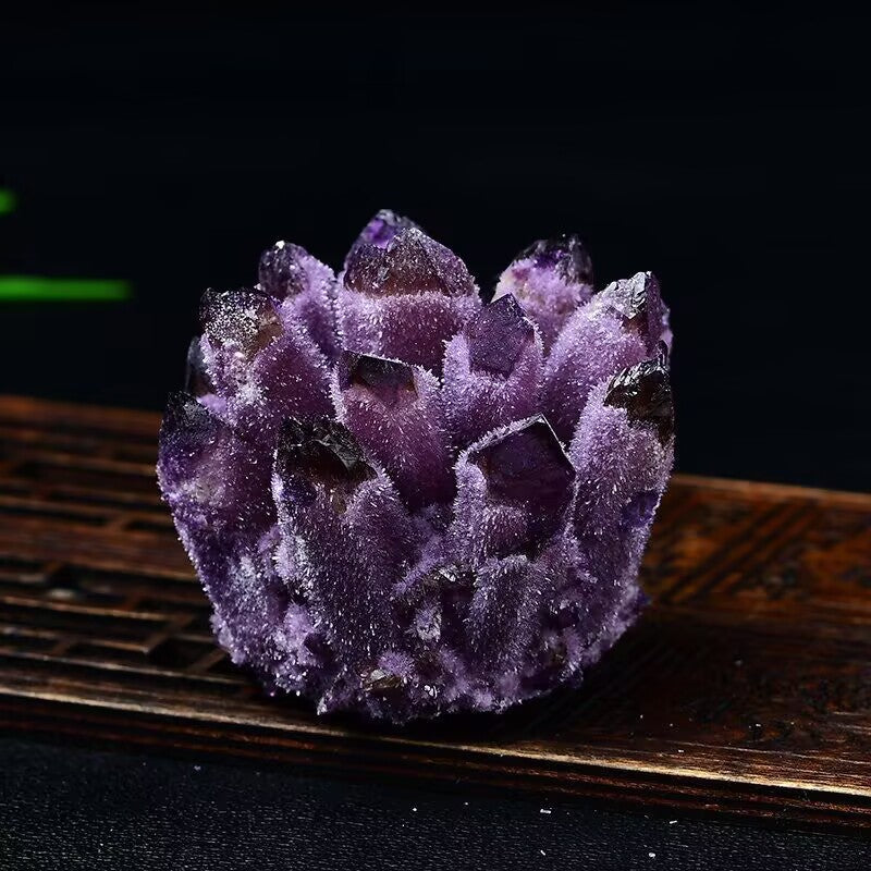 Natural purple yellow green white crystal ornament demagnetized ornamental ore