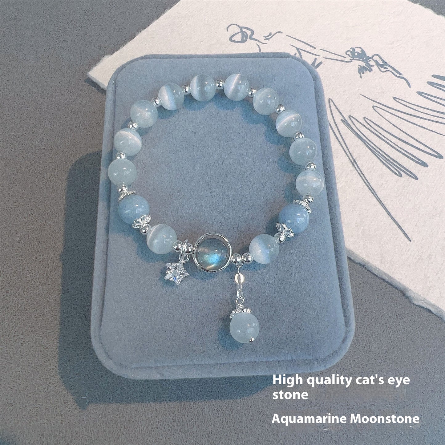 Cat Eye Bracelet Sea Blue Treasure Grey Moonlight Crystal Bracelet