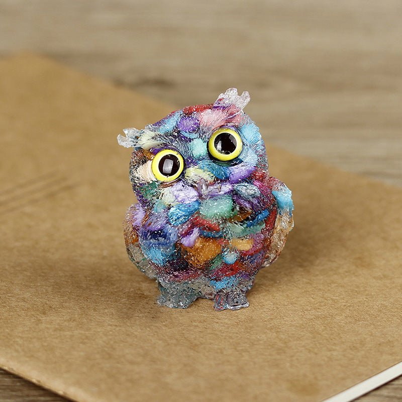 Natural crystal broken stone dropper owl ornament