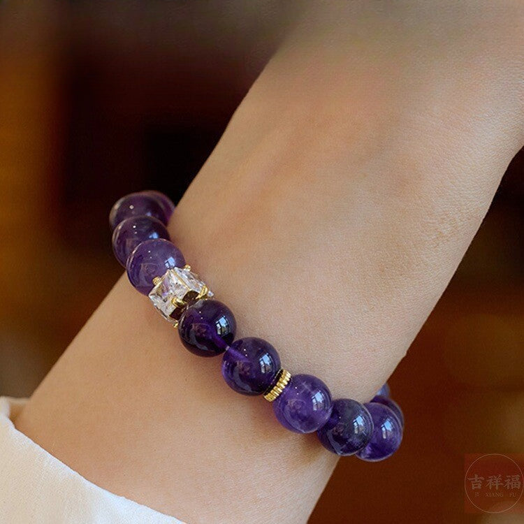 Jiu Zi Li Huo - Purple Crystal Hand String Transfer Bead Natural Crystal Hand String