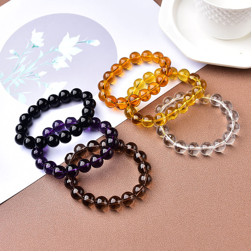 Natural Crystal Yellow Crystal Bracelet White Crystal Purple Crystal Obsidian Bracelet
