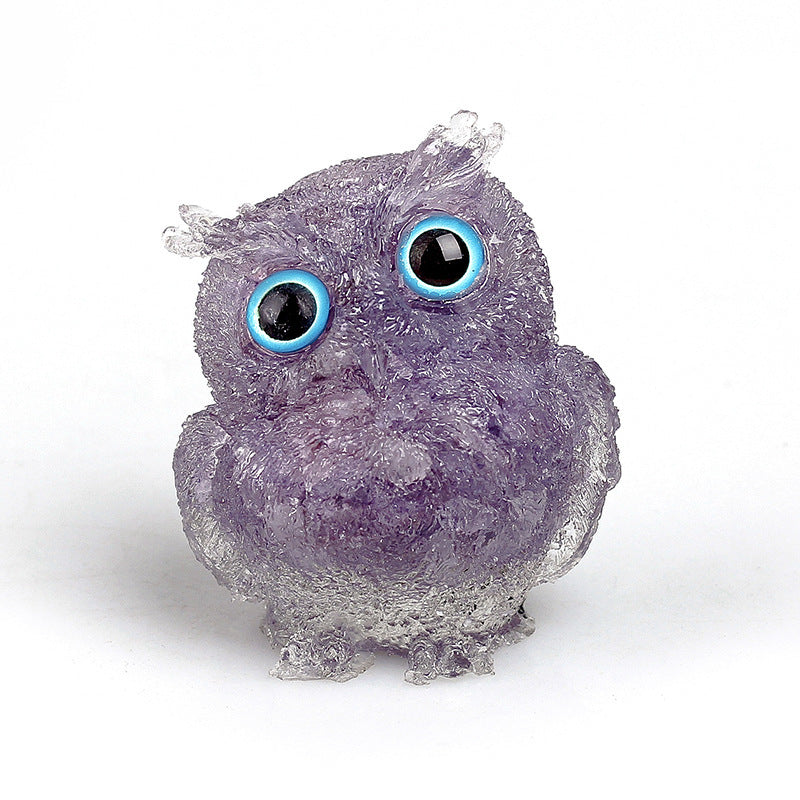 Natural crystal broken stone dropper owl ornament