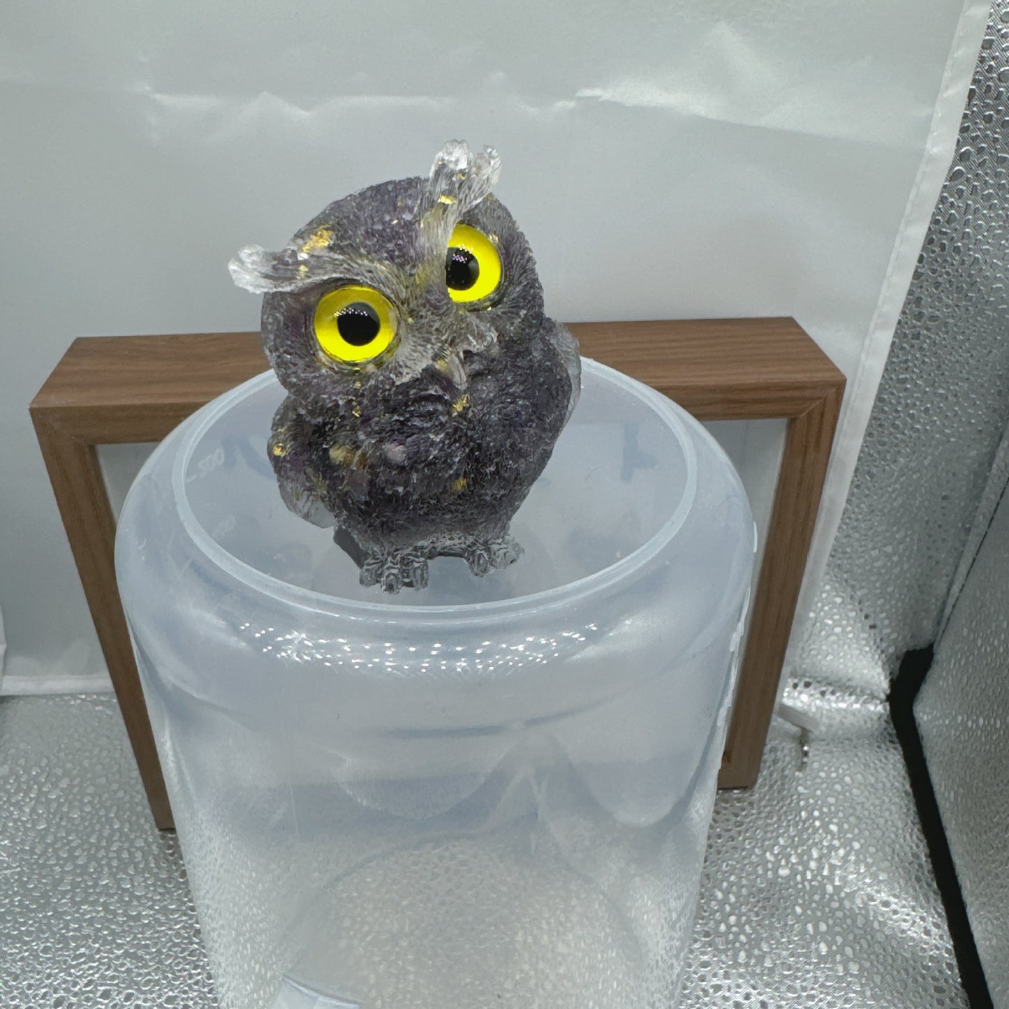 Natural crystal broken stone dropper owl ornament