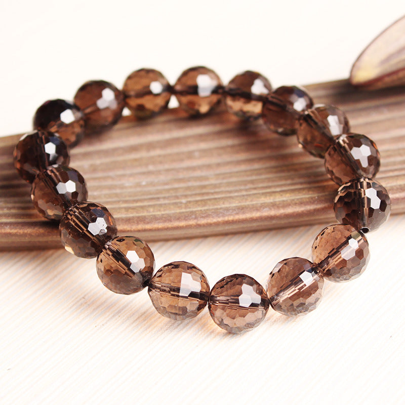 Natural tea crystal bracelet bracelet with cut surface bracelet