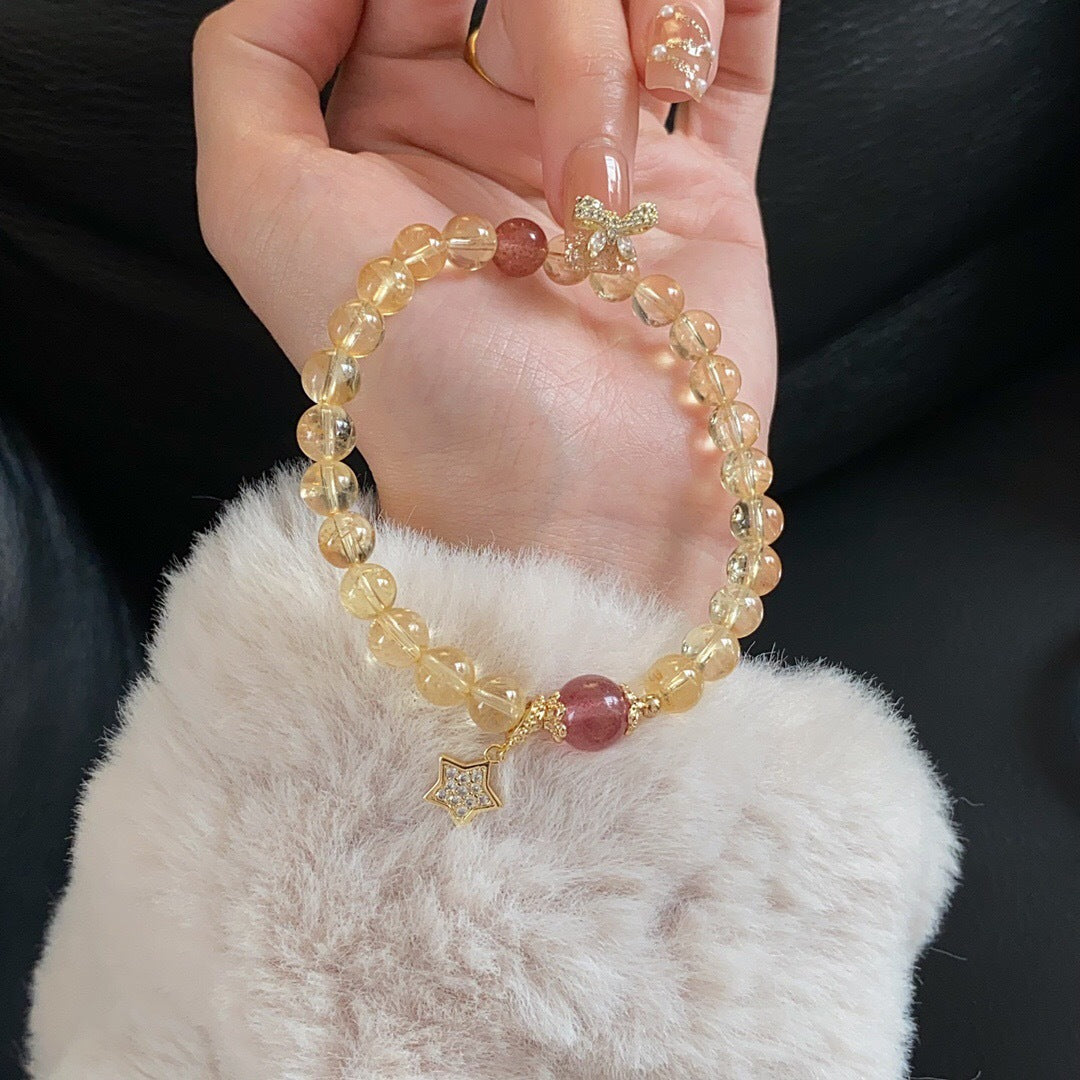 Natural Strawberry Crystal Bracelet Transport Beads Peach Blossom Prosperity Business Bracelet