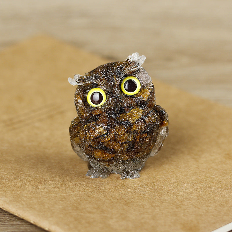 Natural crystal broken stone dropper owl ornament