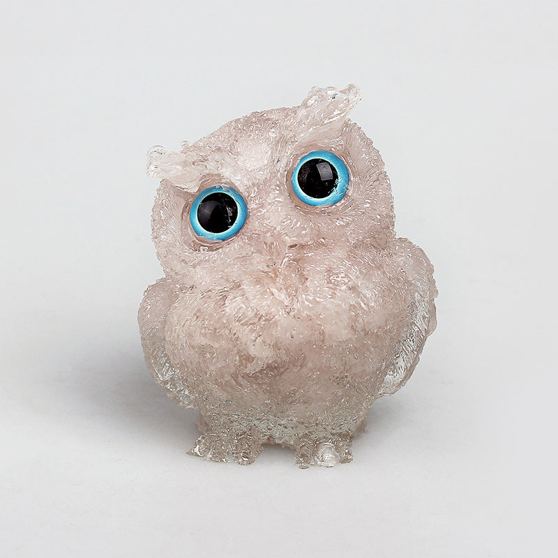 Natural crystal broken stone dropper owl ornament