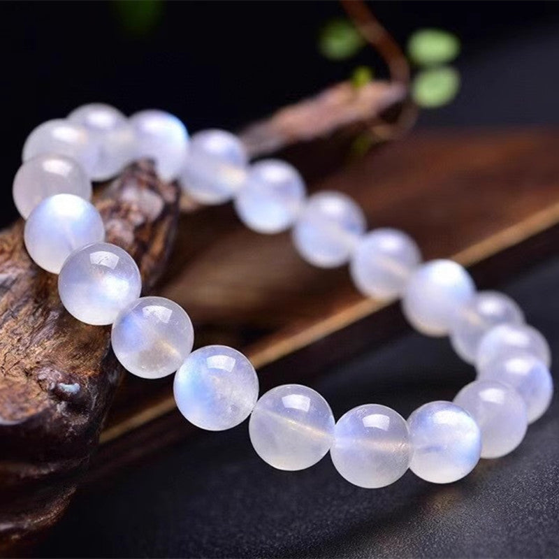 Natural White Moonlight Bracelet Blue Moonlight Bracelet Moonstone Single Loop Bracelet