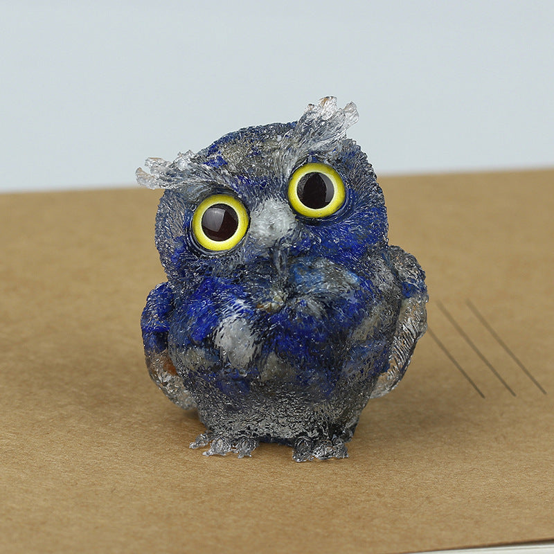 Natural crystal broken stone dropper owl ornament