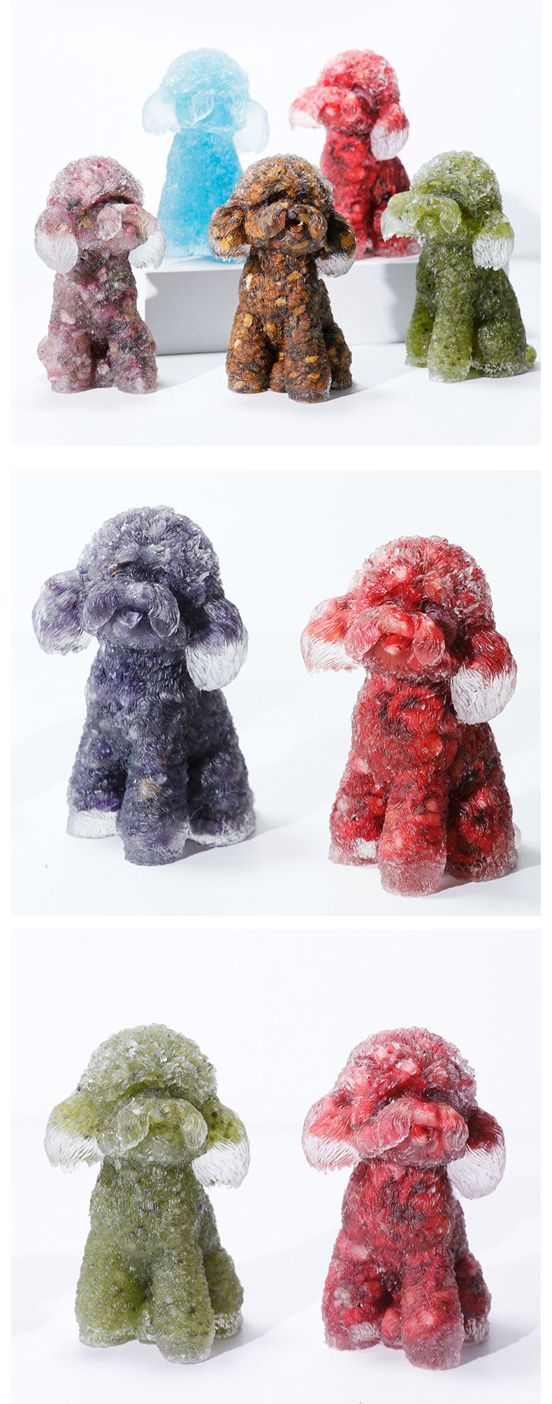 Natural Crystal Stone Teddy Ornament Crystal Teddy Poodle Ornament