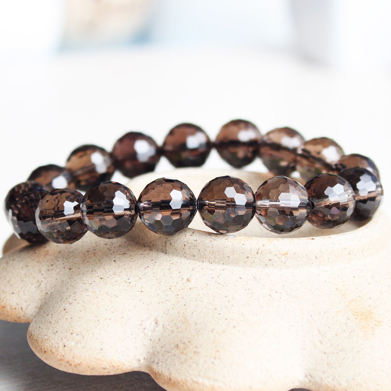 Natural tea crystal bracelet bracelet with cut surface bracelet