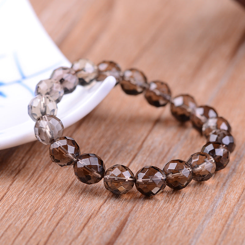 Natural tea crystal bracelet bracelet with cut surface bracelet