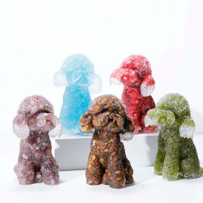 Natural Crystal Stone Teddy Ornament Crystal Teddy Poodle Ornament