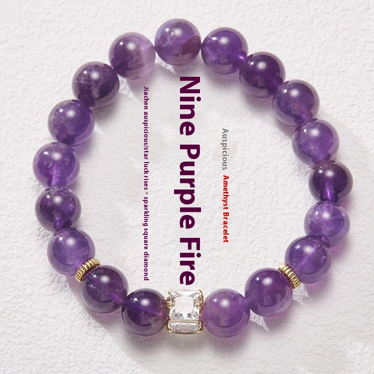 Jiu Zi Li Huo - Purple Crystal Hand String Transfer Bead Natural Crystal Hand String