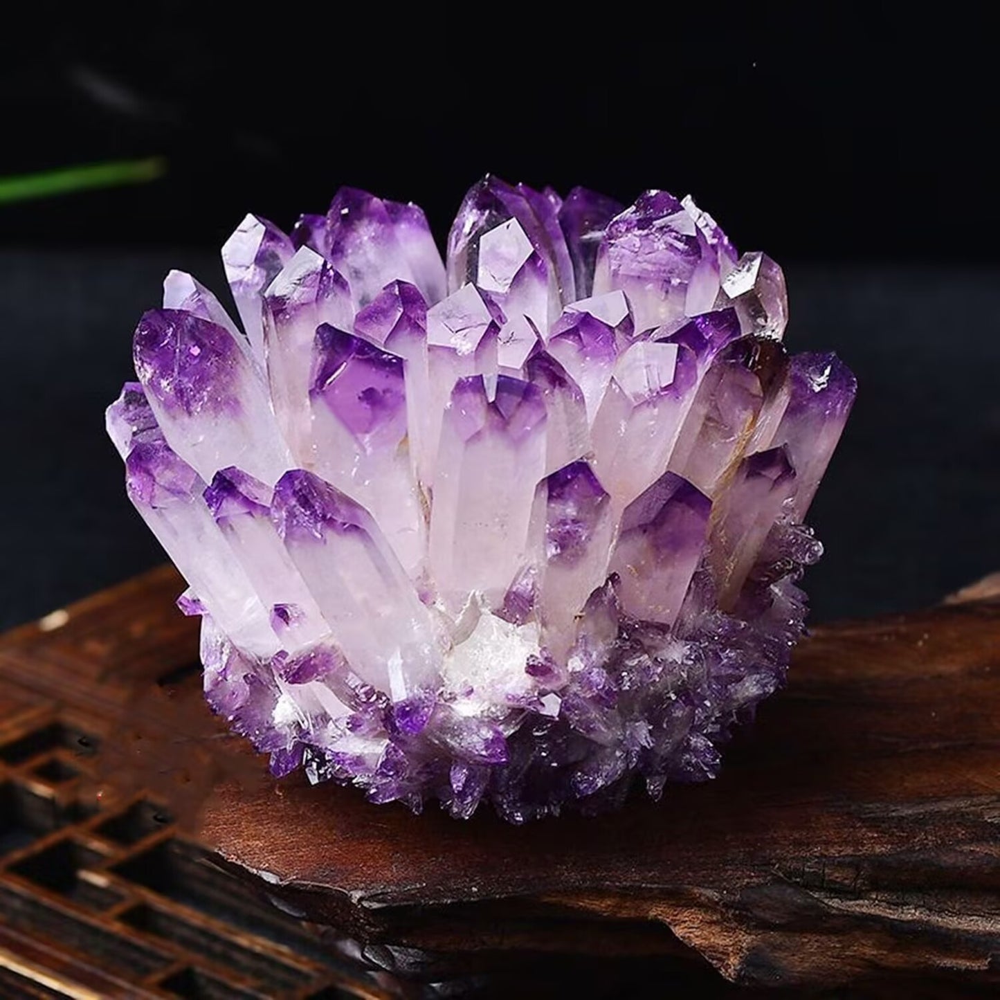 Natural purple yellow green white crystal ornament demagnetized ornamental ore