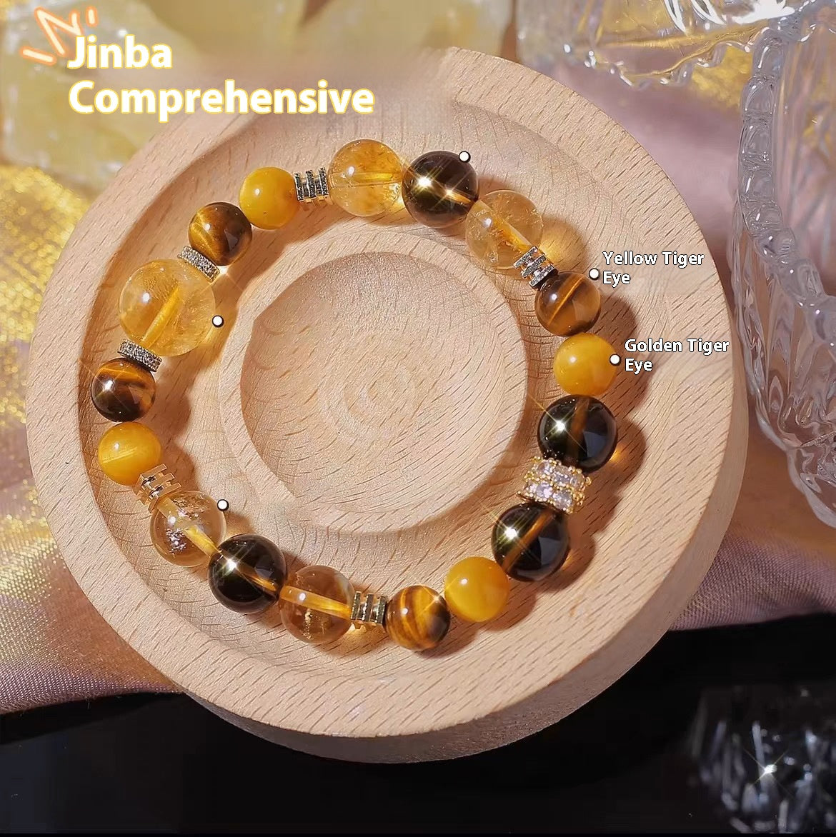 Natural Golden Tiger Eye Stone Yellow Tower Crystal Hand String Tea Crystal Hand String
