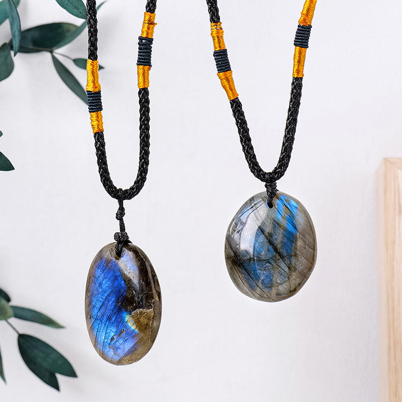 Natural Blue Light Moonlight Stretching Stone Pendant Necklace Pendant
