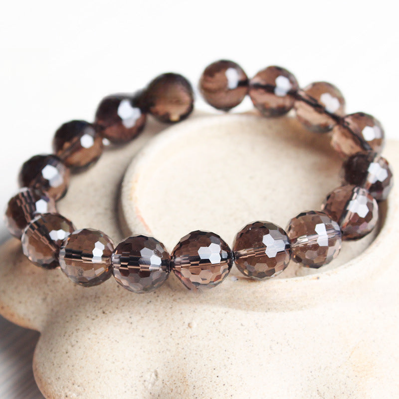 Natural tea crystal bracelet bracelet with cut surface bracelet