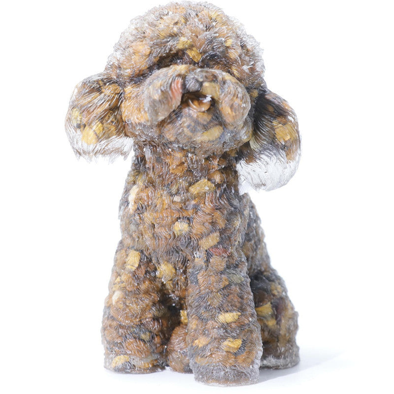 Natural Crystal Stone Teddy Ornament Crystal Teddy Poodle Ornament