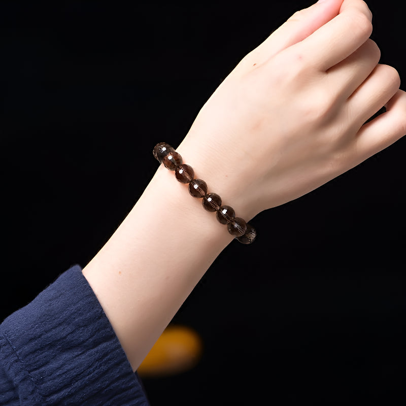 Natural tea crystal bracelet bracelet with cut surface bracelet