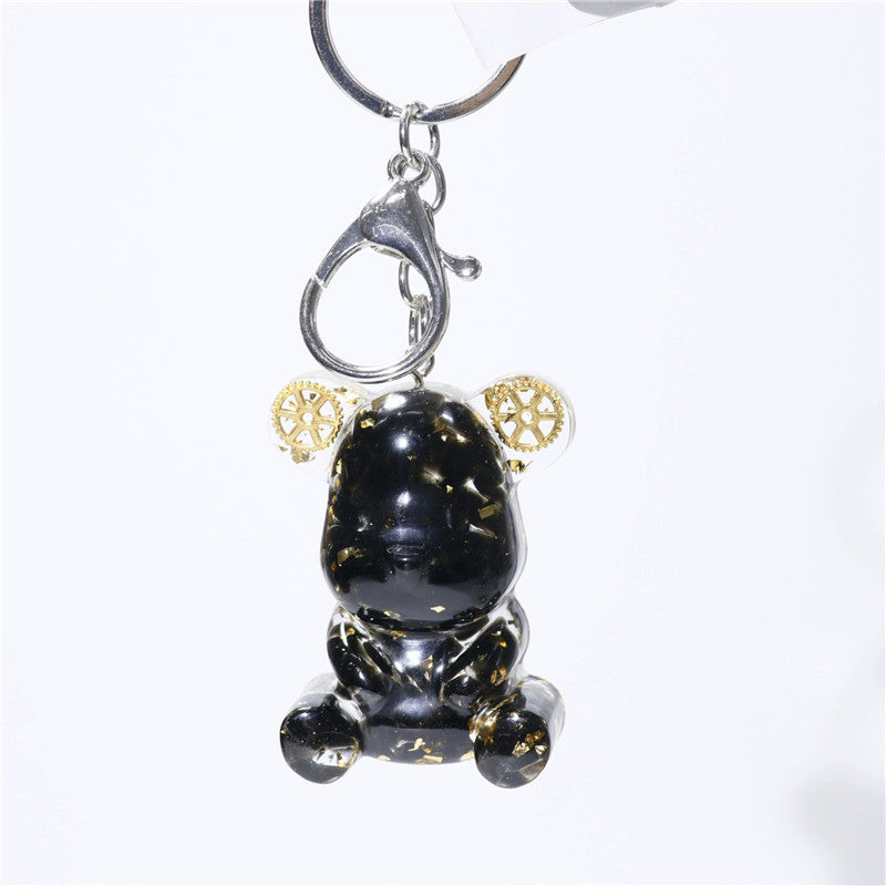 DIY Crystal hug bear keychain, Crystal drip glue keychain pendant